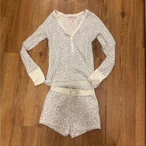 Victoria's Secret Gray and White Leopard Pajama Set